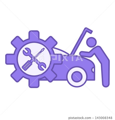 Car Service Color Icon. Vector Icon of Car Repair by Mechanic. Gear and Tools. Vehicle Repair and Maintenance Car Service Color Icon. Vector Icon of Car Repair by Mechanic. Gear and Tools. Vehicle Repair and Maintenance 143008348