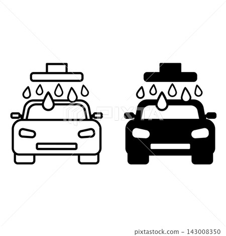 Car Wash Icons. Black and White Vector Icons of Vehicle Washing Process. Car service concept Car Wash Icons. Black and White Vector Icons of Vehicle Washing Process. Car service concept 143008350