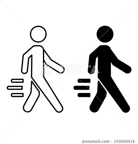 Fast Walk Icons. Black and White Vector Icons of a Fast Walking Man. Sports Walking. Pedestrian pictogram. For Maps, Signs, Diagrams, City Oriented Navigation Applications, and Infographics Fast Walk Icons. Black and White Vector Icons of a Fast Walking Man. Sports Walking. Pedestrian pictogram. For Maps, Signs, Diagrams, City Oriented Navigation Applications, and Infographics 143008418