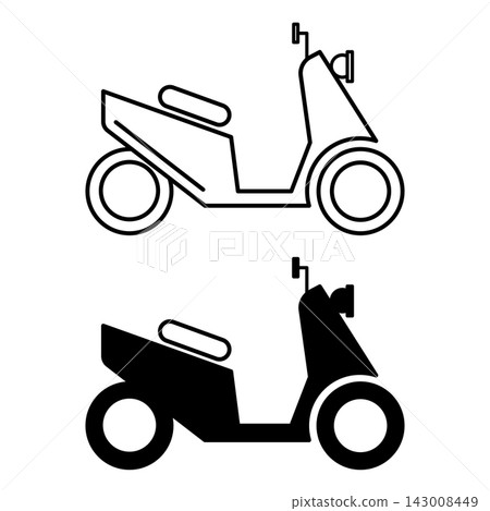 Scooter icons. Black and White Vector City Vehicle Icons. Eco-friendly Transport 143008449
