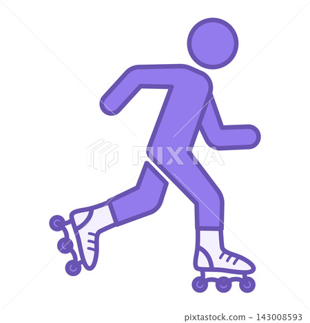 Roller Blading Colored Icon. Vector Icon of Man on Roller Skates. Fitness skating. Sports and Recreation Concept 143008593