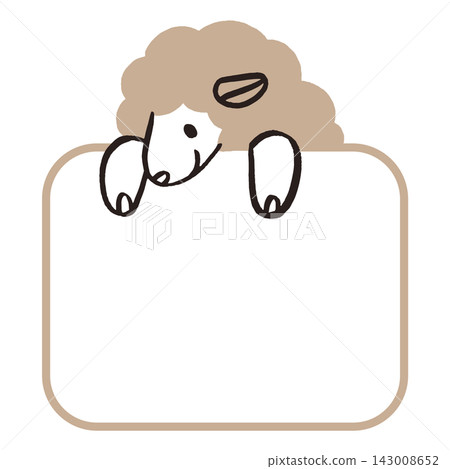 Vector illustration of a sheep peeking out of a frame Vector illustration of a sheep peeking out of a frame 143008652