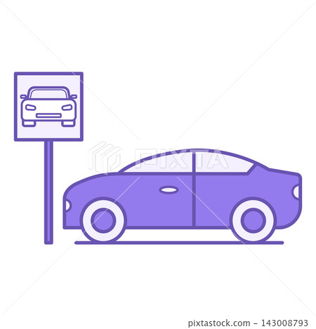 Parking Icon Color. Vector Icon. Road Sign and Car. Temporary Stop of Vehicle. Road Concept 143008793