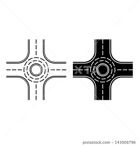 Roundabout Icons. Black and White Vector Icons. One-Way Road Around. Roundabout Intersection. Road Concept Roundabout Icons. Black and White Vector Icons. One-Way Road Around. Roundabout Intersection. Road Concept 143008796
