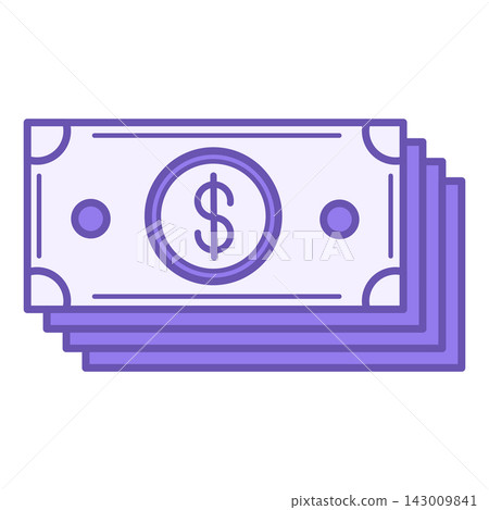 Colored Cash Icon. Dollar Bills Vector Icon. Business and Finance Concept Colored Cash Icon. Dollar Bills Vector Icon. Business and Finance Concept 143009841