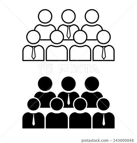 Crowd Icons. Black and White Staff Unity Vector Icon. Network of User Groups. Corporate Team Group Crowd Icons. Black and White Staff Unity Vector Icon. Network of User Groups. Corporate Team Group 143009848