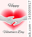 Happy Valentine s day trendy vintage card. Hands holding. art halftone collage. blurred heart. Vector illustration 143009917