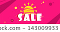 Big Summer sale. Summer sale banner vector illustration. special offer with sun sign 143009933