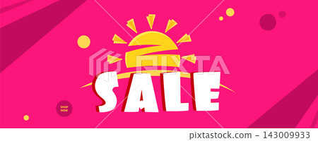 Big Summer sale. Summer sale banner vector illustration. special offer with sun sign Big Summer sale. Summer sale banner vector illustration. special offer with sun sign 143009933