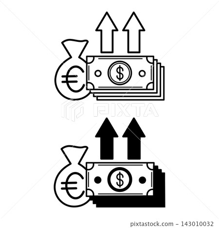Profit Icons. Black and White Vector Income Increase Icons. Business and Finance Concept Profit Icons. Black and White Vector Income Increase Icons. Business and Finance Concept 143010032
