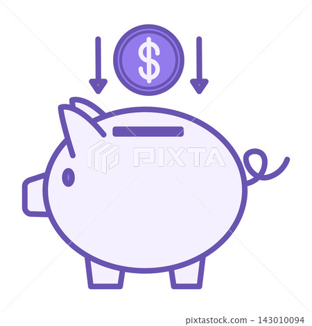 Colored Piggy Bank Icon. Vector Icon of Piggy Bank and Dollar Coin. Deposit and Savings. Business and Finance Concept Colored Piggy Bank Icon. Vector Icon of Piggy Bank and Dollar Coin. Deposit and Savings. Business and Finance Concept 143010094