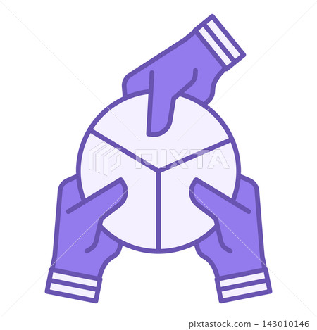 Responsibility Color Icon. Vector Icon of Hands Taking Equal Parts. Social responsibility. Core Values Concept Responsibility Color Icon. Vector Icon of Hands Taking Equal Parts. Social responsibility. Core Values Concept 143010146