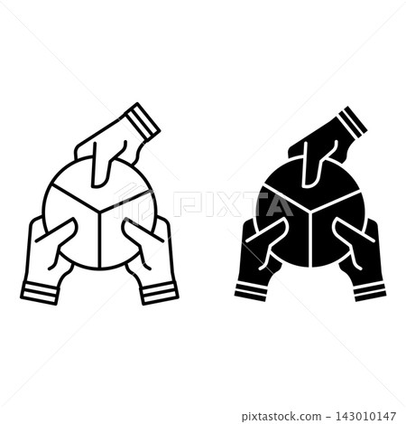 Responsibility icons. Black and White Vector Icons. Hands Taking Equal Parts. Social responsibility. Core Values Concept Responsibility icons. Black and White Vector Icons. Hands Taking Equal Parts. Social responsibility. Core Values Concept 143010147