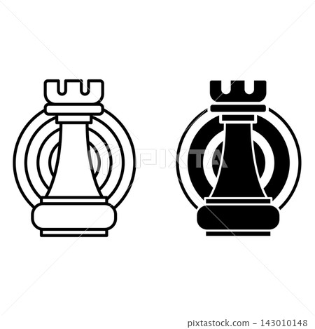 Strategy icons. Black and White Vector Icons of Goal and Chess Piece. Business Management Concept Strategy icons. Black and White Vector Icons of Goal and Chess Piece. Business Management Concept 143010148