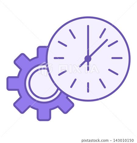 Time Management Color Icon. Vector Icon of Gear and Clock. Business and Management Concept Time Management Color Icon. Vector Icon of Gear and Clock. Business and Management Concept 143010150