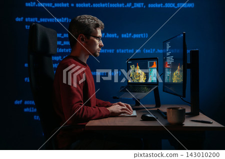 Data scientist working on a machine learning or artificial intelligence task. Data scientist working on a machine learning or artificial intelligence task. 143010200