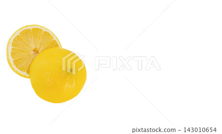 Lemon and cut cross-section, transparent background, macro. Lemon and cut cross-section, transparent background, macro. 143010654