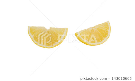 Lemon and cut cross-section, transparent background, macro. Lemon and cut cross-section, transparent background, macro. 143010665