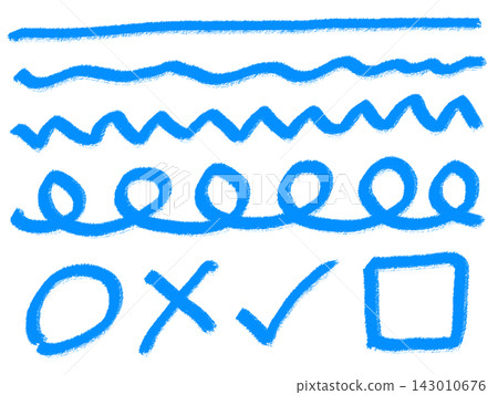A set of blue hand-drawn lines and circles, crosses, and checkmarks with a transparent background. A set of blue hand-drawn lines and circles, crosses, and checkmarks with a transparent background. 143010676