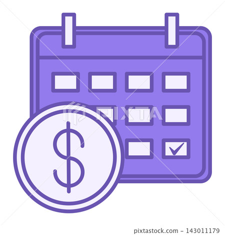 Fiscal Year Colored Icon. Vector Calendar Icon with Report Submission Date. Accounting Concept 143011179