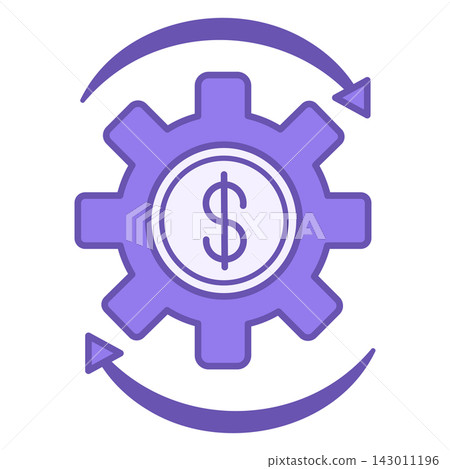 Money Management Color Icon. Vector Icon of Gear with Dollar Sign and Arrow. Investments, Financial Circulation, Financial Transactions, Income from Funds. Accounting Concept Money Management Color Icon. Vector Icon of Gear with Dollar Sign and Arrow. Investments, Financial Circulation, Financial Transactions, Income from Funds. Accounting Concept 143011196