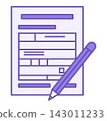 Tax Return Color Icon. Vector Icon of Financial Document and Pencil. Accounting Concept 143011233