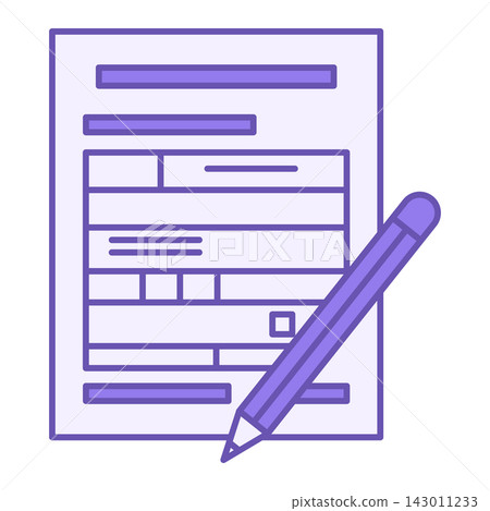 Tax Return Color Icon. Vector Icon of Financial Document and Pencil. Accounting Concept Tax Return Color Icon. Vector Icon of Financial Document and Pencil. Accounting Concept 143011233