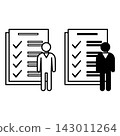 Activity Icons. Black and White Vector Icons. Person and Sheets with Work Done Items. Workflow Activity. Workshop concept 143011264