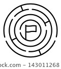 Challenge icons. Vector Icons of a Round Labyrinth and Victory Flag Inside. Labyrinth For Business Task Concept. Workshop Concept 143011268