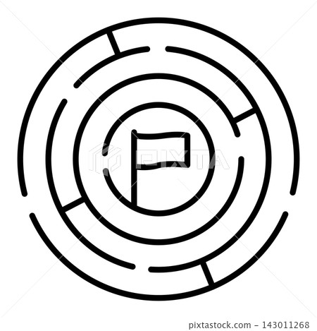 Challenge icons. Vector Icons of a Round Labyrinth and Victory Flag Inside. Labyrinth For Business Task Concept. Workshop Concept Challenge icons. Vector Icons of a Round Labyrinth and Victory Flag Inside. Labyrinth For Business Task Concept. Workshop Concept 143011268