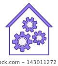 Colored Workshop Icon. Vector Icon of Building and Working Gears 143011272
