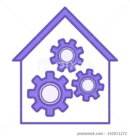 Colored Workshop Icon. Vector Icon of Building and Working Gears Colored Workshop Icon. Vector Icon of Building and Working Gears 143011272