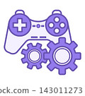 Gamification Color Icon. Vector Icon of Game Joystick and Gears. Interactive Fun Education. Workshop concept 143011273