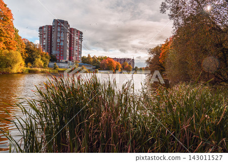 Autumn View of Lower Lake in Kaliningrad. Russia Autumn View of Lower Lake in Kaliningrad. Russia 143011527