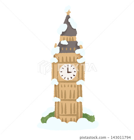 Snow Covered Big Ben London Clock Tower British Landmark Winter Christmas Holiday England United Kingdom Festive Travel Illustration Snow Covered Big Ben London Clock Tower British Landmark Winter Christmas Holiday England United Kingdom Festive Travel Illustration 143011794