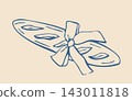 Hand Drawn Bow with Ribbon and Decorative Doodle Illustration 143011818