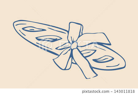 Hand Drawn Bow with Ribbon and Decorative Doodle Illustration Hand Drawn Bow with Ribbon and Decorative Doodle Illustration 143011818