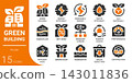 green building filled glyph icon set,15 vector icons 143011836