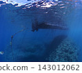 Underwater scenery and floating boats at Cape Maeda, Onna Village, Okinawa Prefecture 143012062
