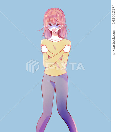 The woman cowers, turning pale. 143012174