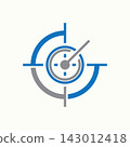 Modern target crosshair icon for strategy, goal accomplishment hunter to arrow shooting, marketing, focus, shooting, precision, and business identity. 143012418