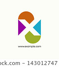 Abstract letter X logo icon for modern technology infinity media, digital software, media, startup, agency, and creative corporate branding identity. 143012747