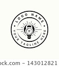 Creative round emblem combining a padlock and light bulb fitness service power energy, ideal for security, technology, ideas, and business identity 143012821