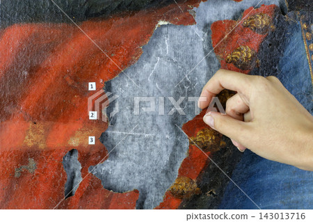 Artwork Restoration Process in Progress at a Conservation Studio Artwork Restoration Process in Progress at a Conservation Studio 143013716