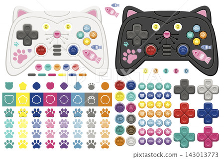 Cat-shaped game controller and UI button decoration material set Cat-shaped game controller and UI button decoration material set 143013773