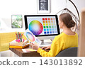 Professional designer working with computer at table in office 143013892