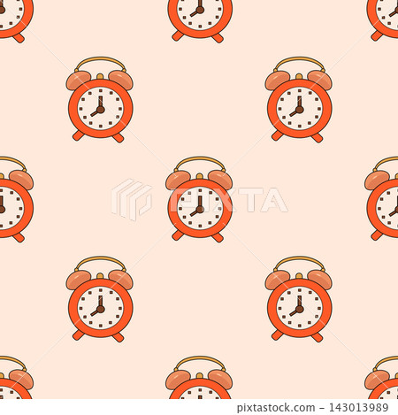 Orange alarm clock seamless pattern time deadline morning waking up repeating texture wallpaper fabric print visual graphic clipart artwork design icon element illustration Orange alarm clock seamless pattern time deadline morning waking up repeating texture wallpaper fabric print visual graphic clipart artwork design icon element illustration 143013989