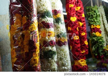 Vibrant Indian Flower Garlands for Sale Vibrant Indian Flower Garlands for Sale 143014078