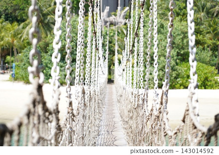 Chains and Rope Bridge to a Tropical Island Paradise 143014592