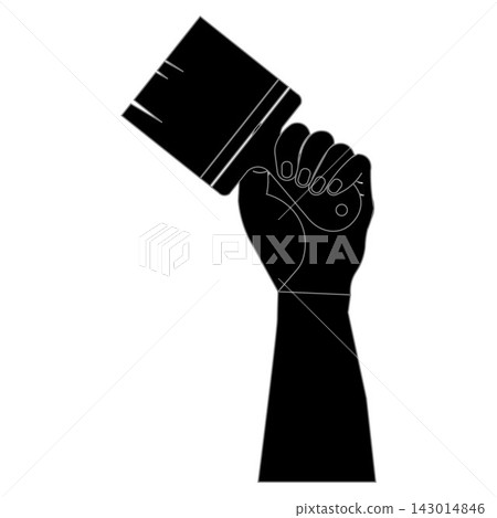 Hand holding paint brush icon silhouette isolated on white background, painter and home decoration tool symbol. Hand holding paint brush icon silhouette isolated on white background, painter and home decoration tool symbol. 143014846
